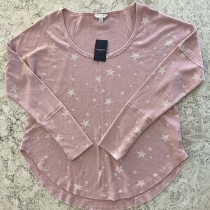Lucky Brand Pink With White Star Print Women's Top size M … NWT